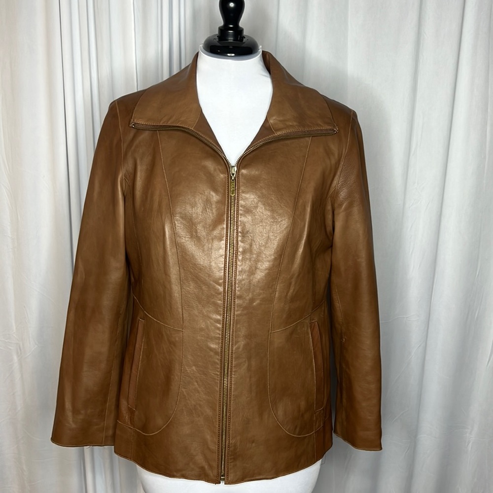 Cole Haan Brown Leather Jacket Sz 12